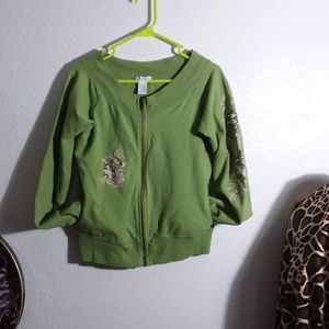 XL wide neck olive green zipper Jersey